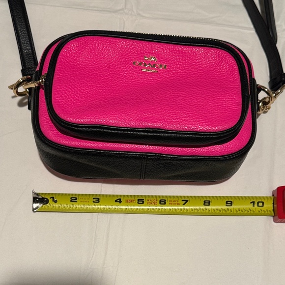 Coach Hot Pink and Black Leather Women's Crossbody Bag - Picture 7 of 9